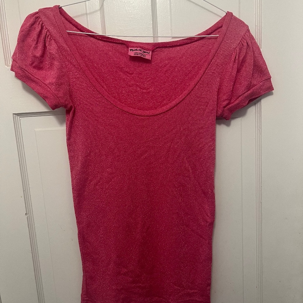 Pink Michael Stars Wide Neck Top